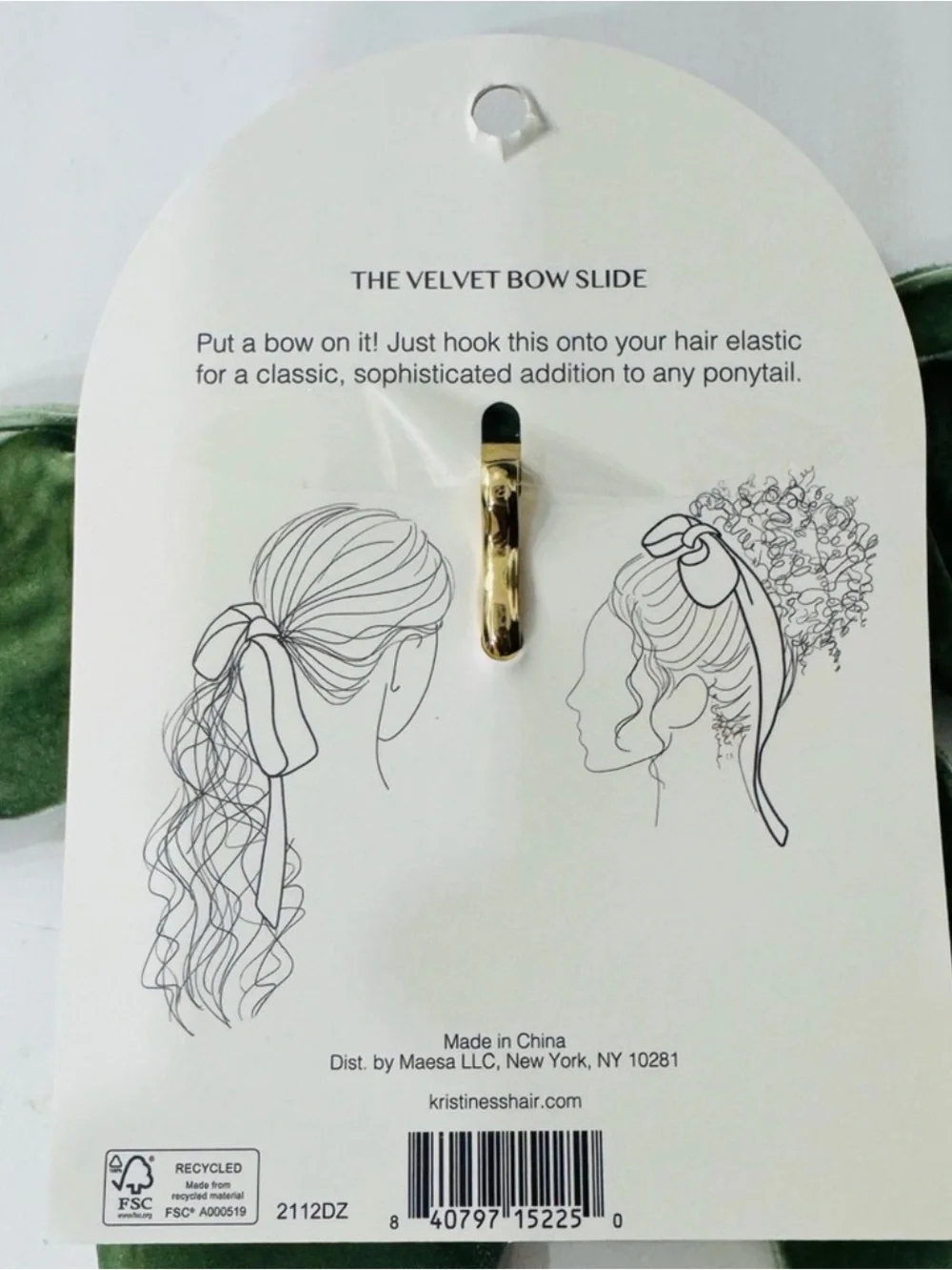 Olive Green Velvet Hair Bow Ribbon